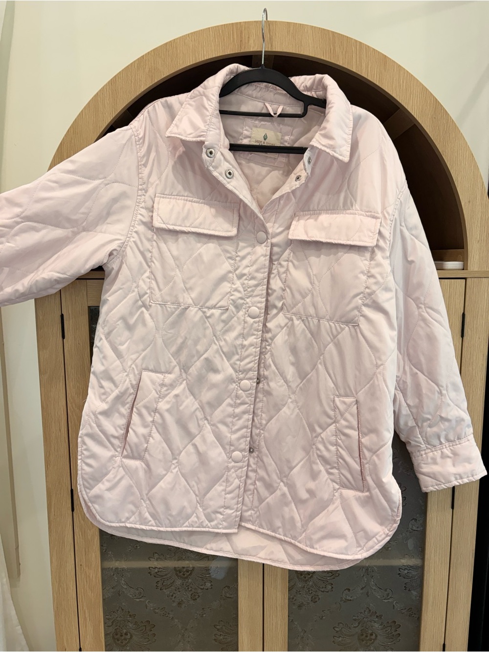 Light Pink Quilted Puffer Jacket with Pocket Details